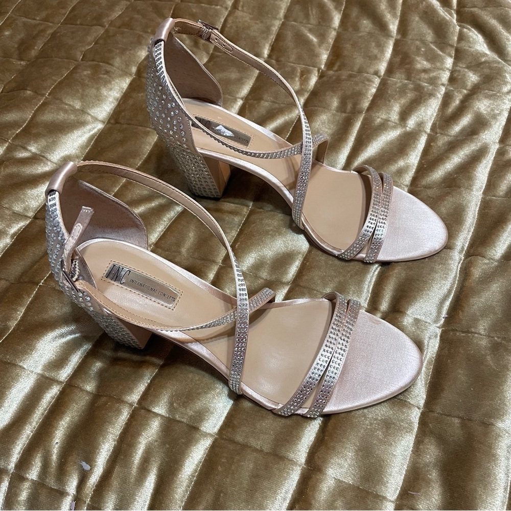 INC International Concepts beige Gold Strappy Heels